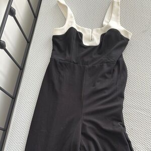 Lulu's Black and Cream Wide Leg Jumpsuit